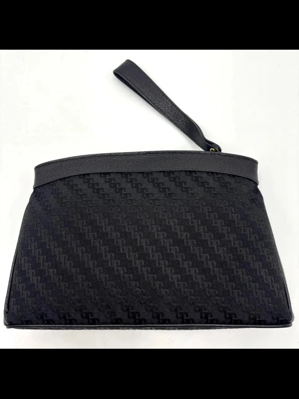 Gucci Black Monogram Jacquard Wristlet Pouch